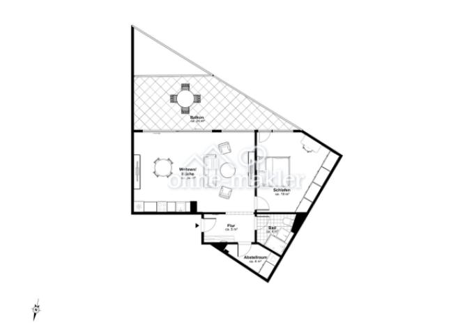 Grundriss 2 Zimmer