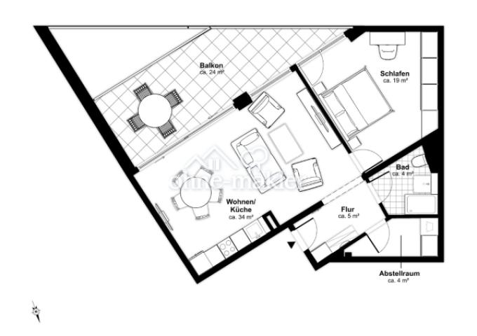 Grundriss 2 Zimmer