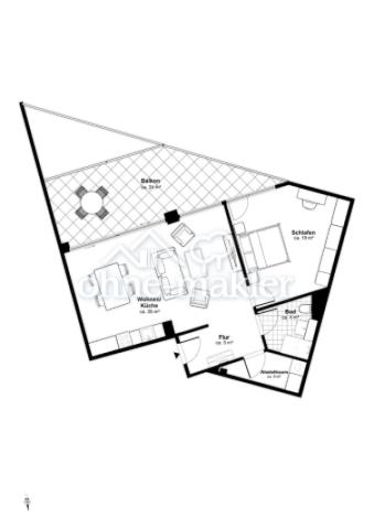 Grundriss 2 Zimmer
