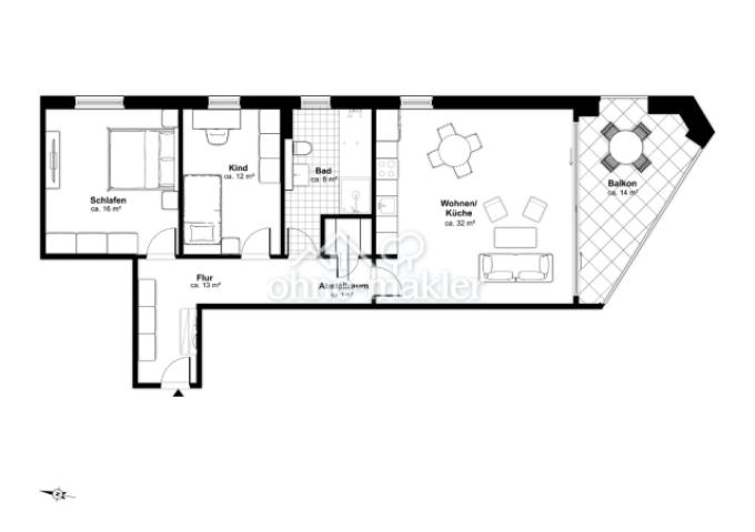 Grundriss 3 Zimmer