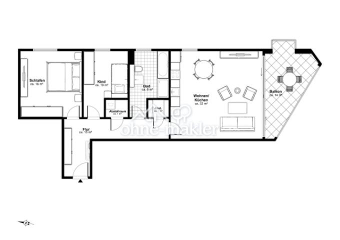 Grundriss 3 Zimmer