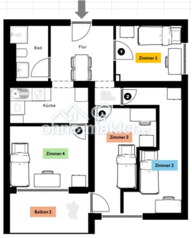 Grundriss 4er WG