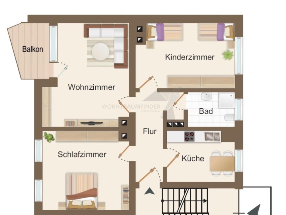 Grundriss OG rechts mit Balkon groß
