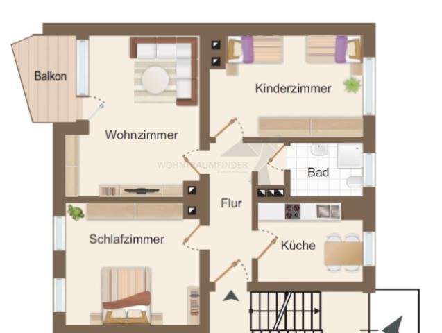 Grundriss OG rechts mit Balkon groß