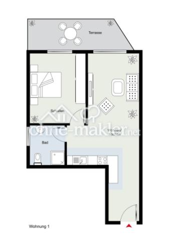 Grundriss 2-Zimmer-Wohnung EG