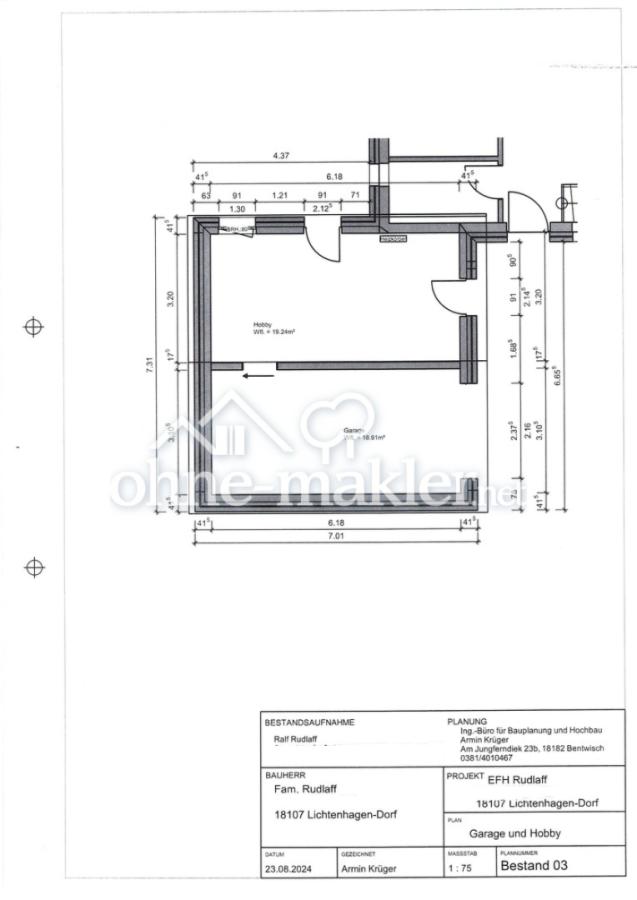 Grundriss Hobbyraum Garage