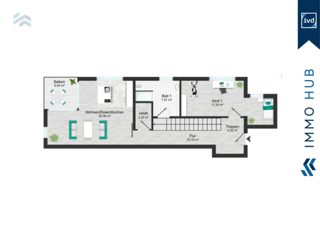 Grundriss untere Etage