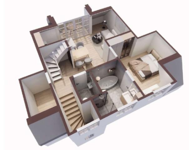 3D Grundriss Dachgeschoss