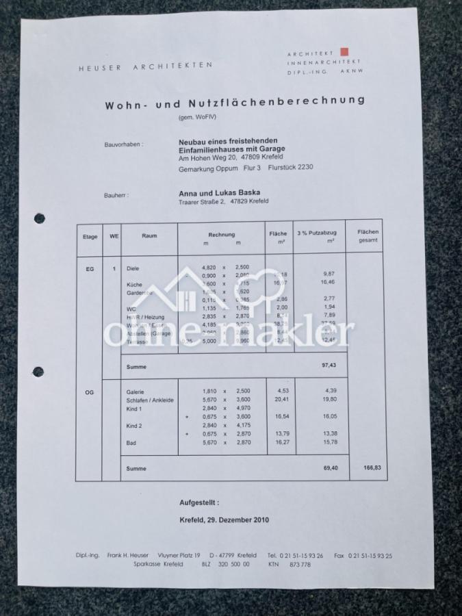 Wohn-Nutzflächenberechnung