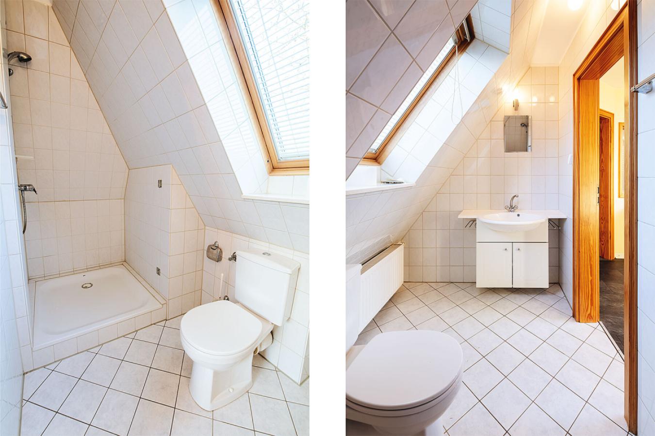 Bad mit Dusche im Dachgeschoss