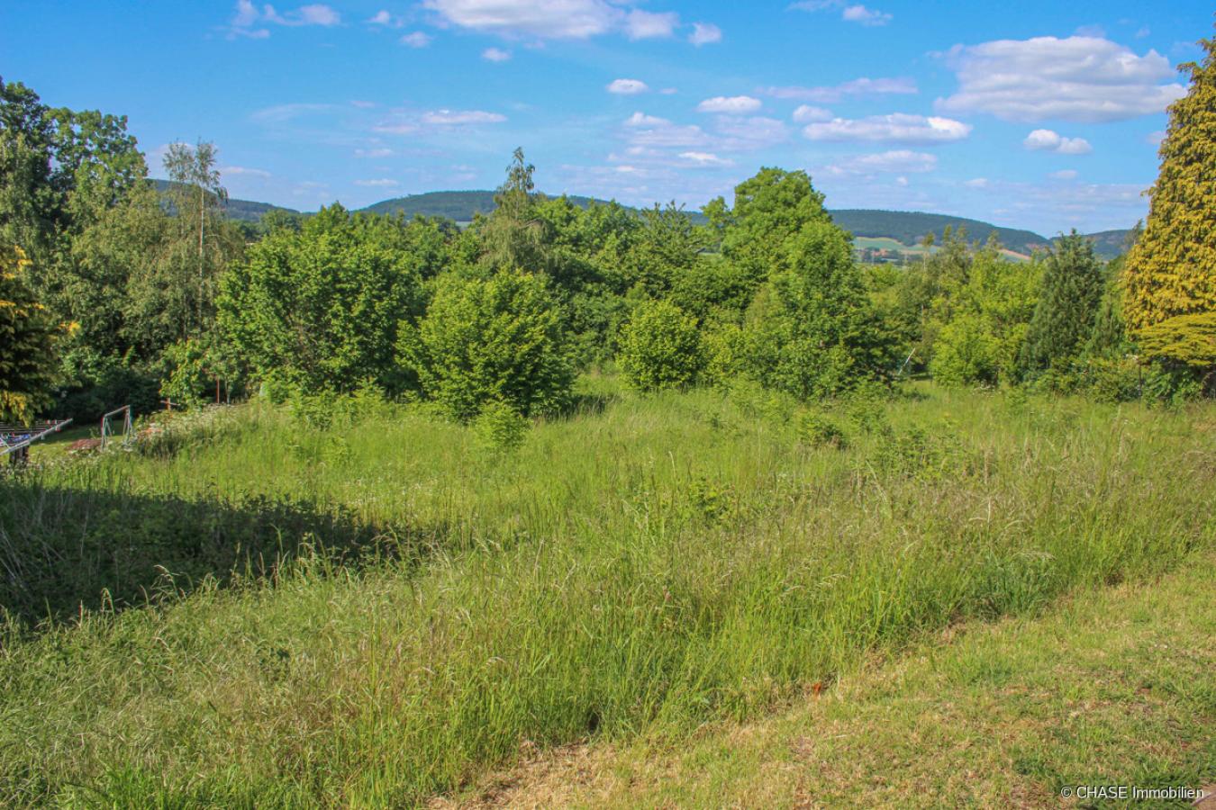 Seitliche Ansicht auf das Grundstück