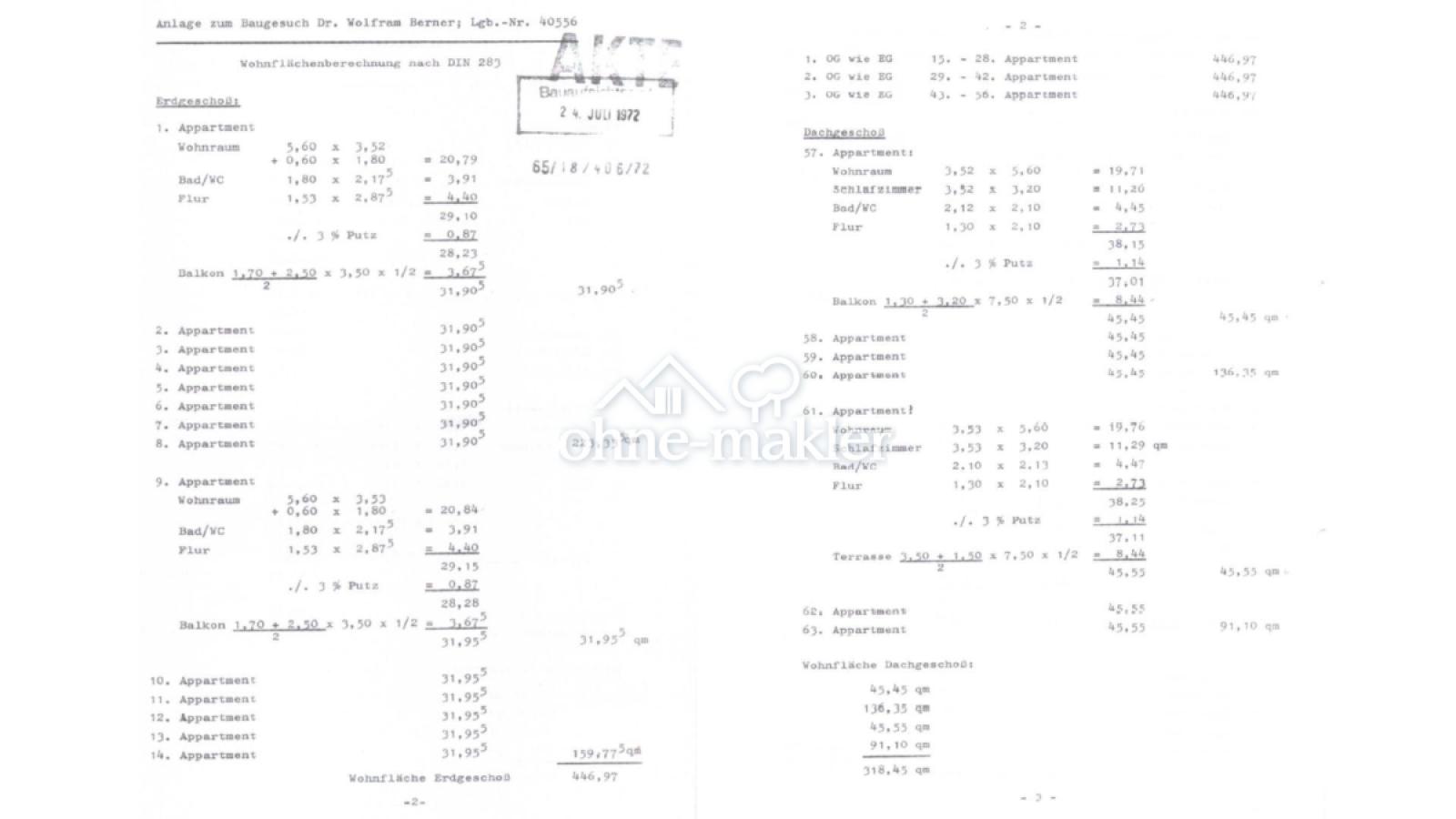 Teilungserklärung mit qm