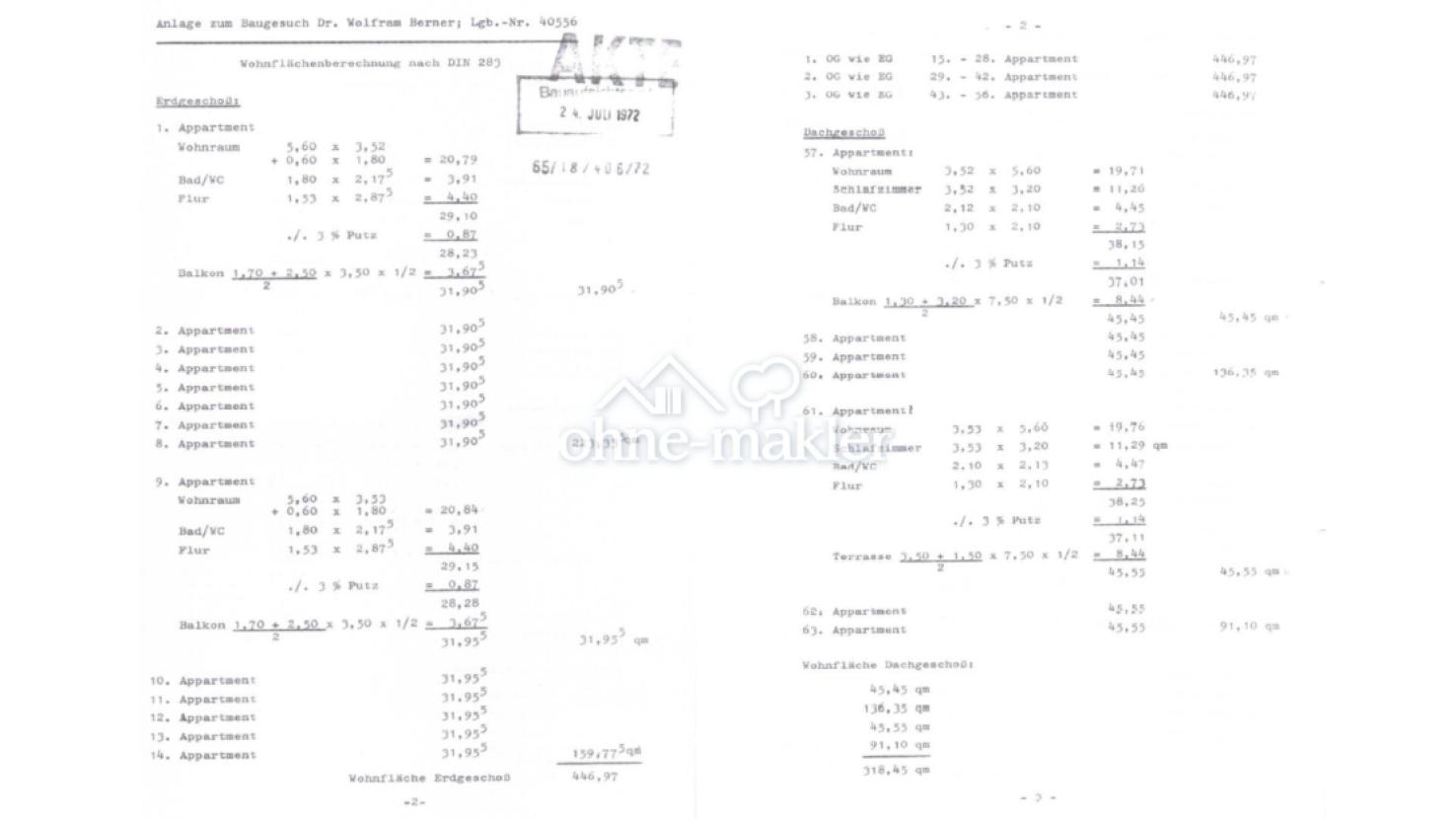 Teilungserklärung mit qm