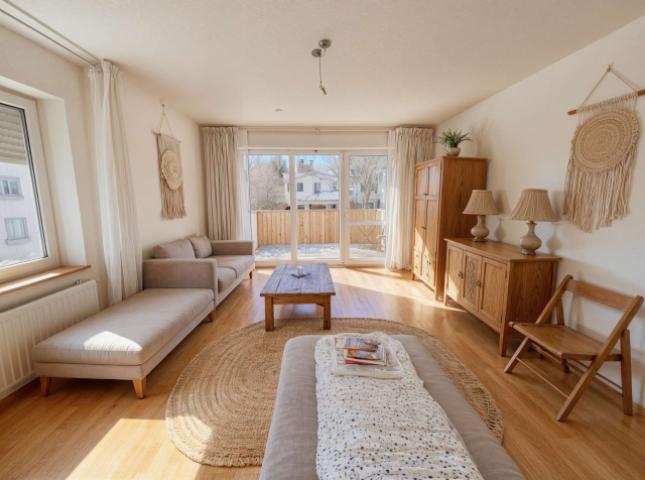 Wohnzimmer Einrichtungsbeispiel (KI generiert)