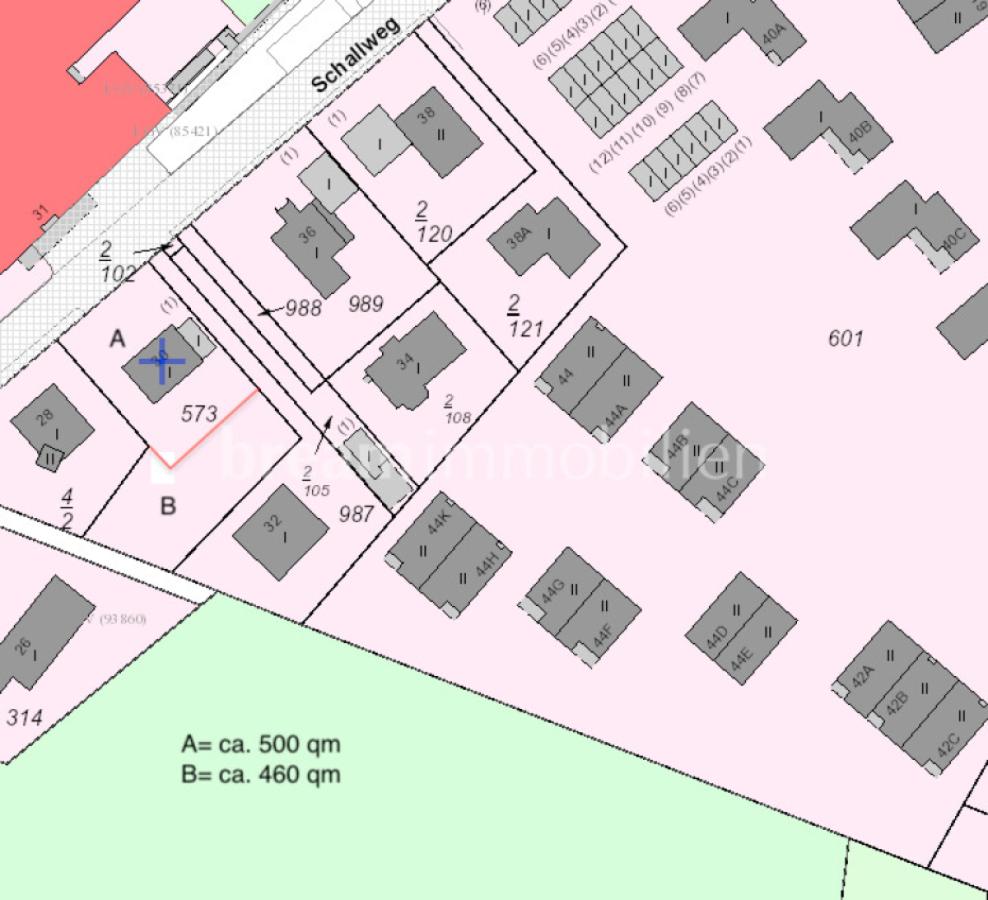Grundstück B mögliche Aufteilung Skizze V2