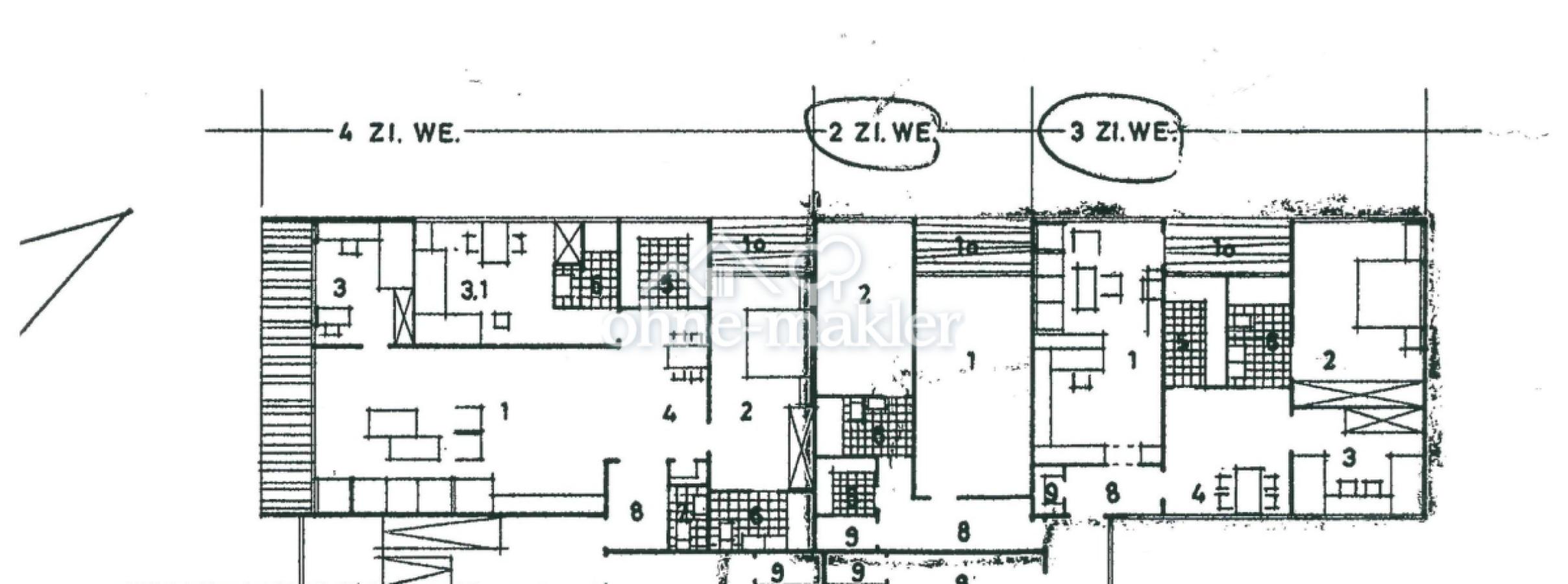Grundriss alt: 4Zi, 2Zi, 3Zi