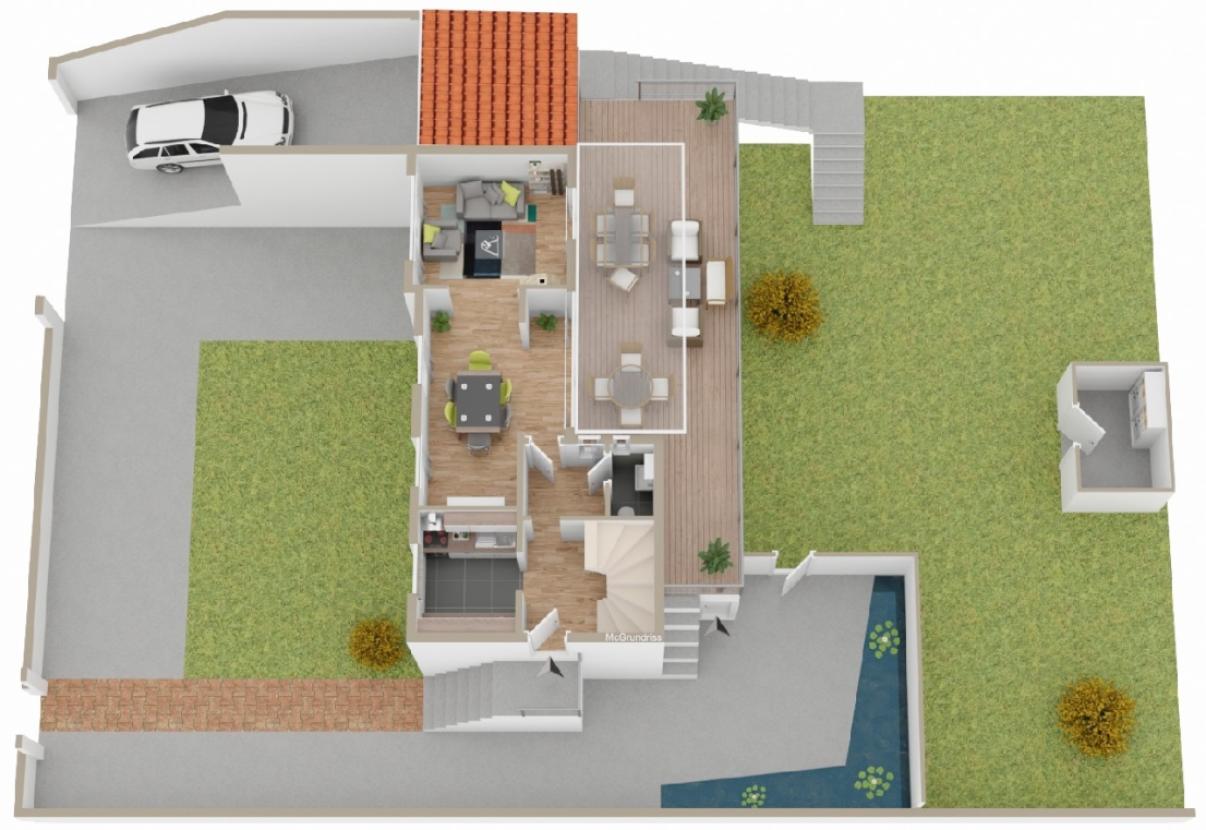 Erdgeschoss  und  Außenanlage