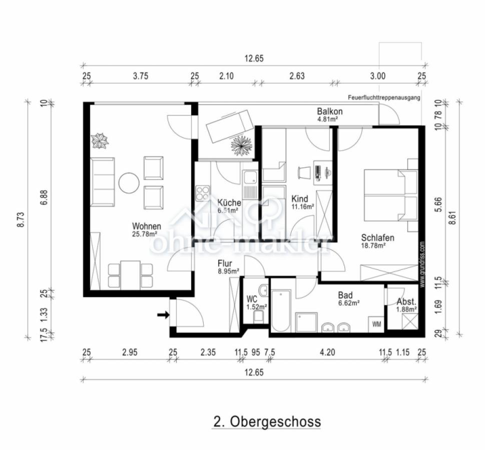 2D Grunriss mit Bemaßung