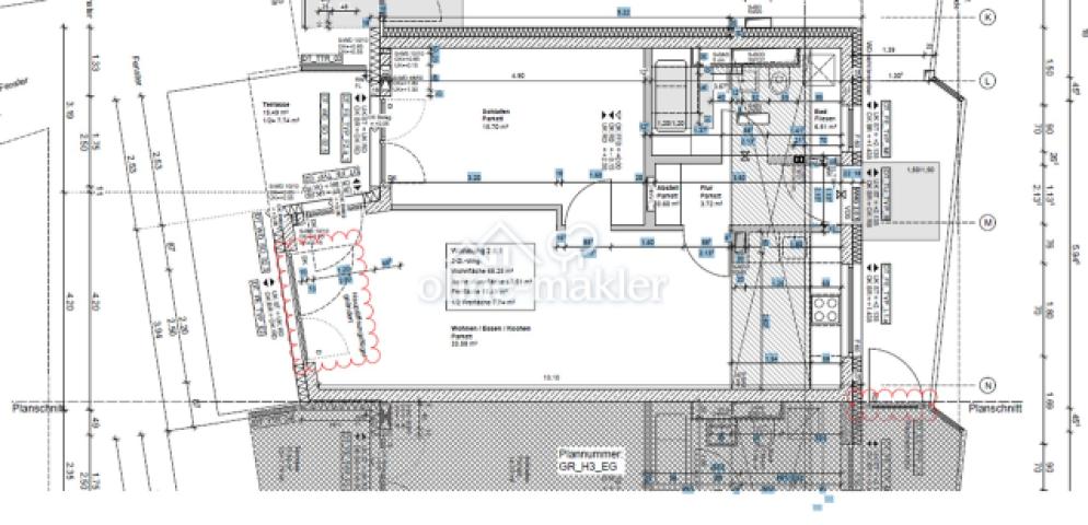 Grundriss mit Wfl.-Berechnung