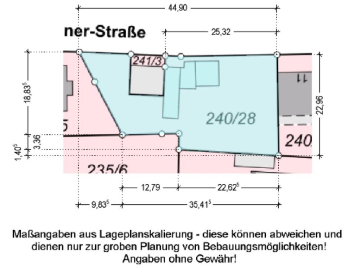 Lageplan mit Grobmaße