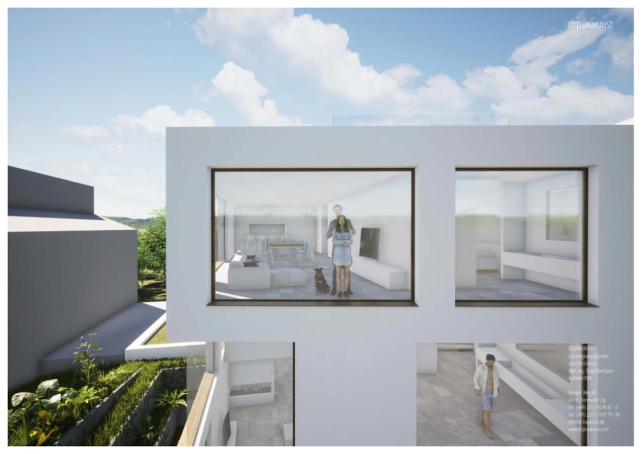 Perspektive Blick in die rückwärtigen Fenster