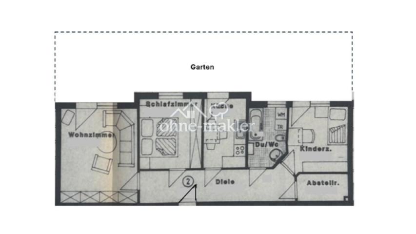 Grundriss und Gartenanteil