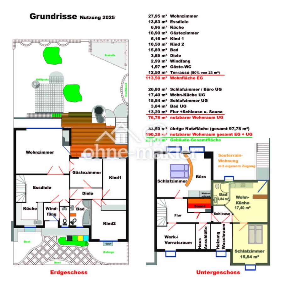 Grundrisse mit Kalkulation