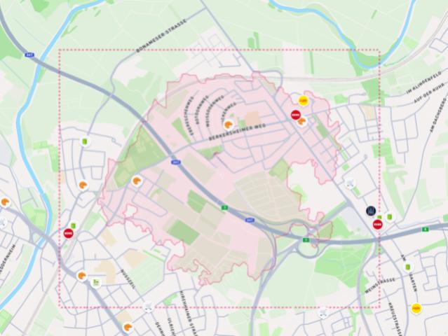 Einkaufen 15 min zu Fuß