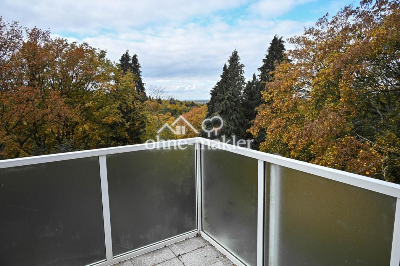 Blick vom Balkon ins Grüne