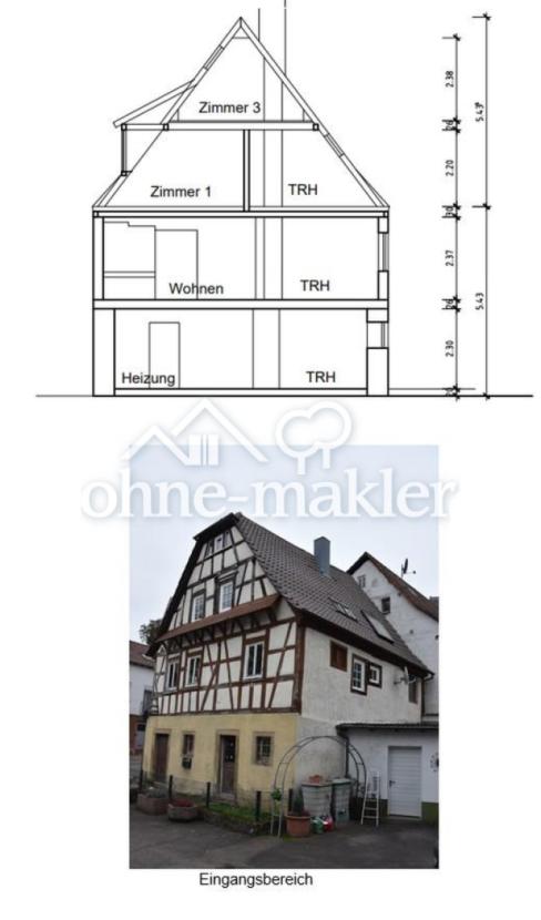 Schnitt und Eingangsbereich