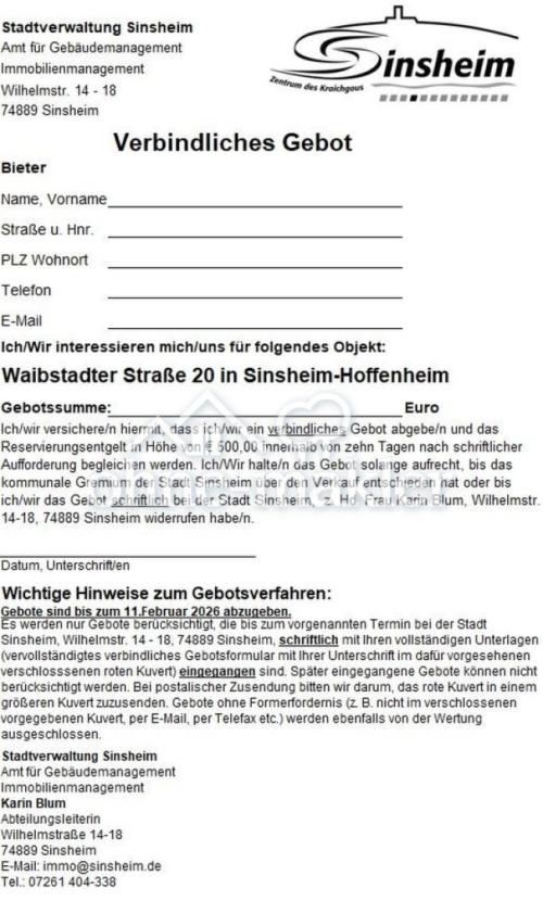 Muster für Gebotsabgabe