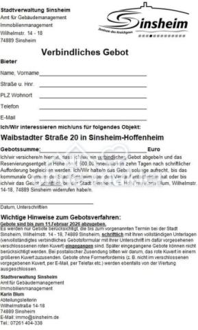 Muster für Gebotsabgabe