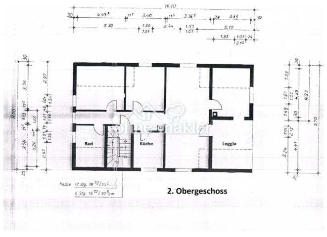 2.OG: 4 Zimmer Kü Bad Loggia