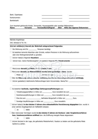 Selbstauskunftsformular 2