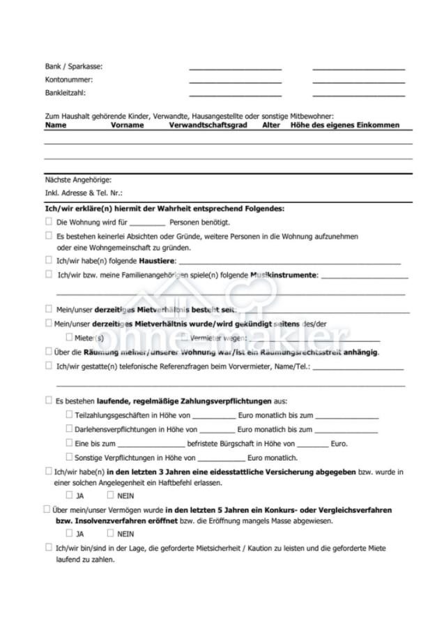 Selbstauskunftsformular 2