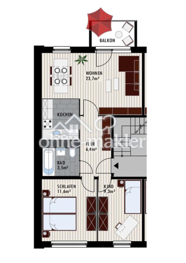 3-Raumwohnung mit Balkon