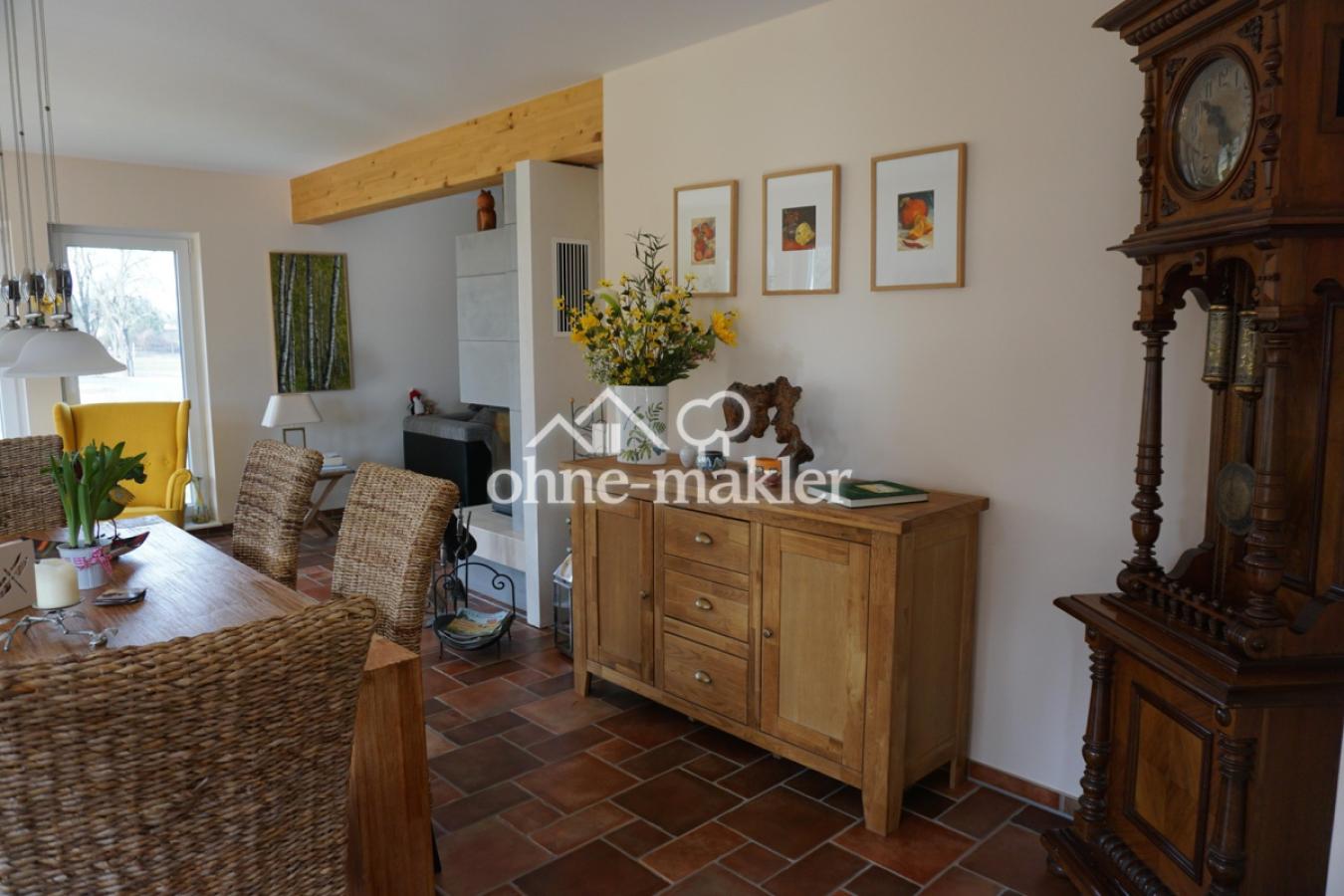 Wohnbereich Blick Kamin