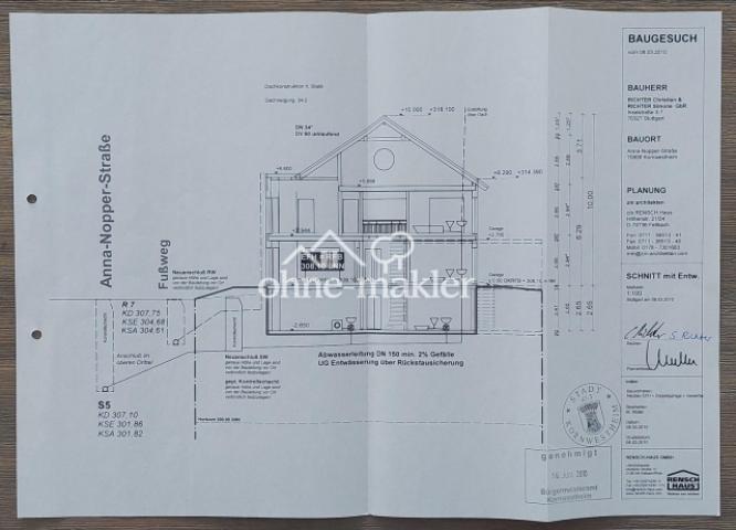 Schnitt mit Entwässerung