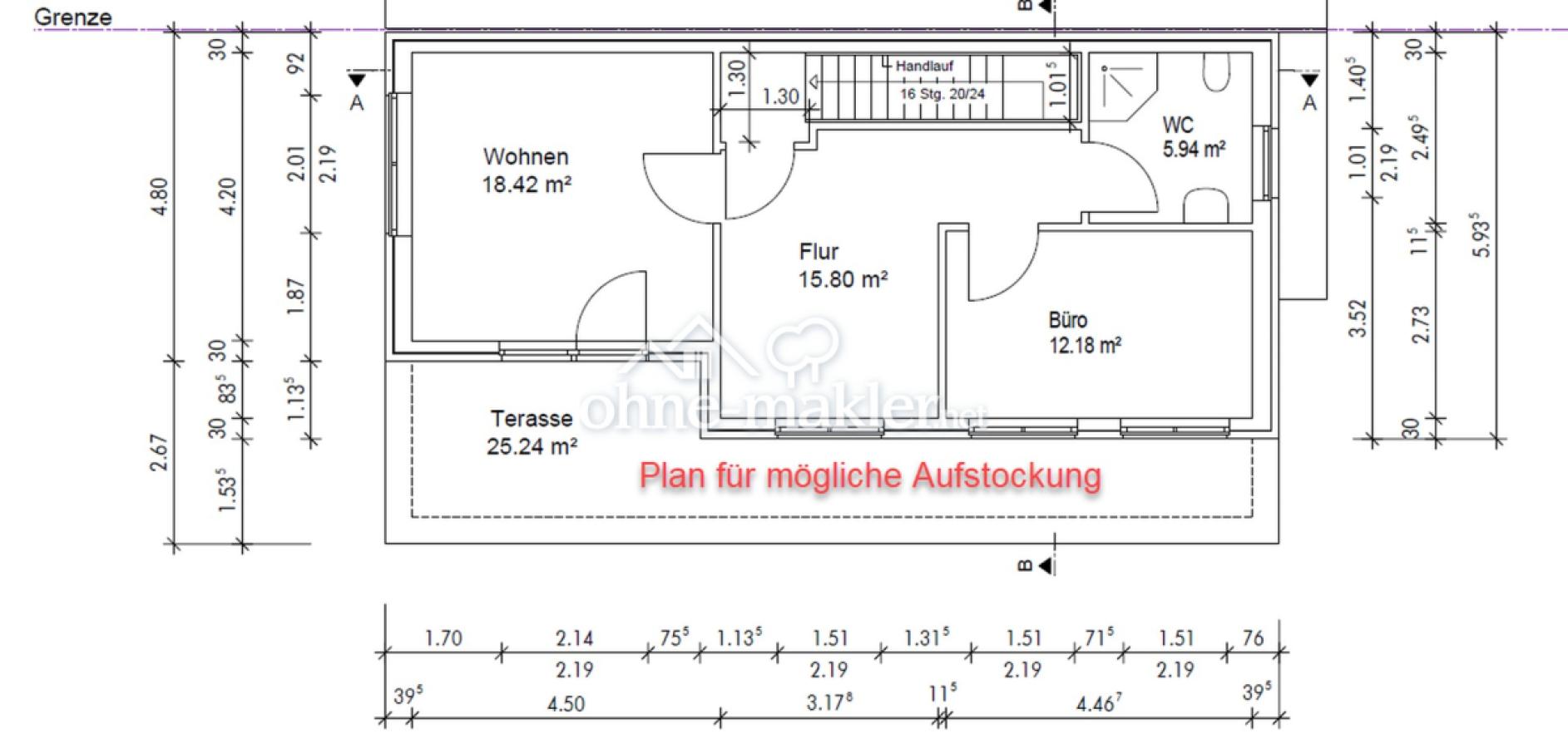 Planungsentwurf Aufstockung