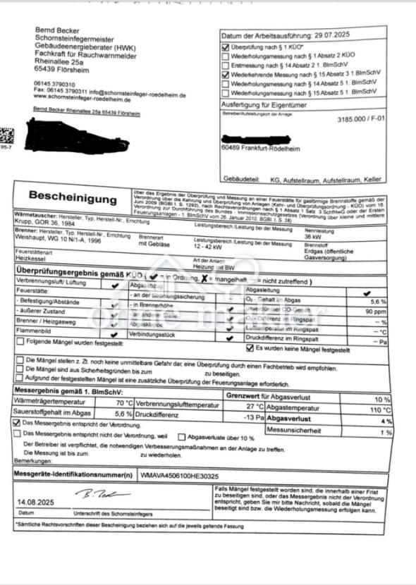 Heizungszeugnis 2025