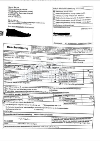 Heizungszeugnis 2025