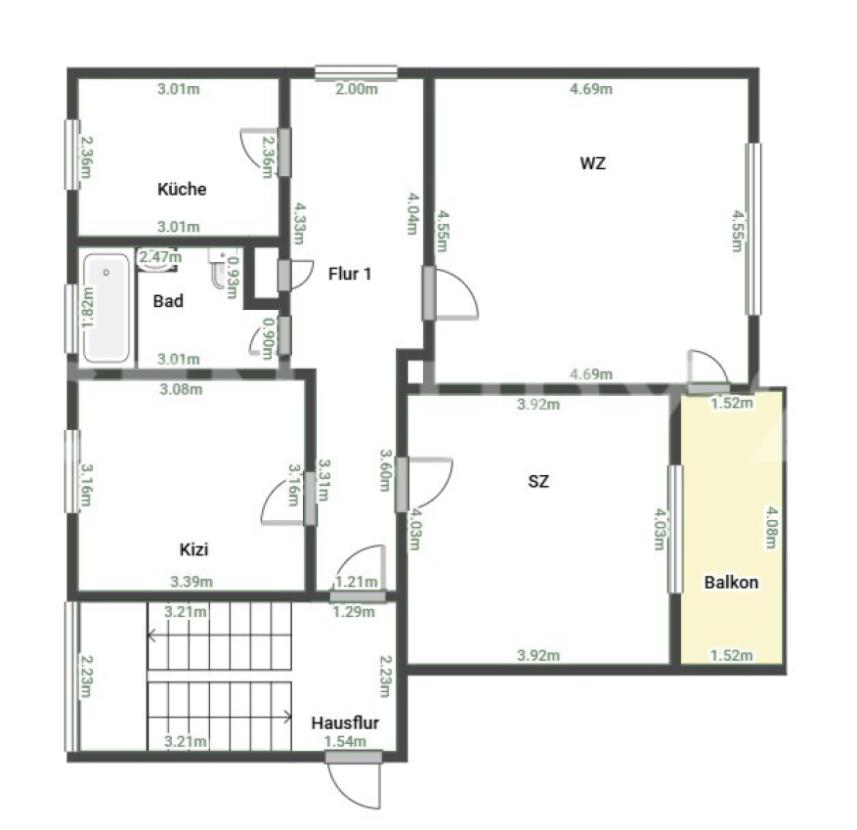 Grundriss mit Wandmaßen