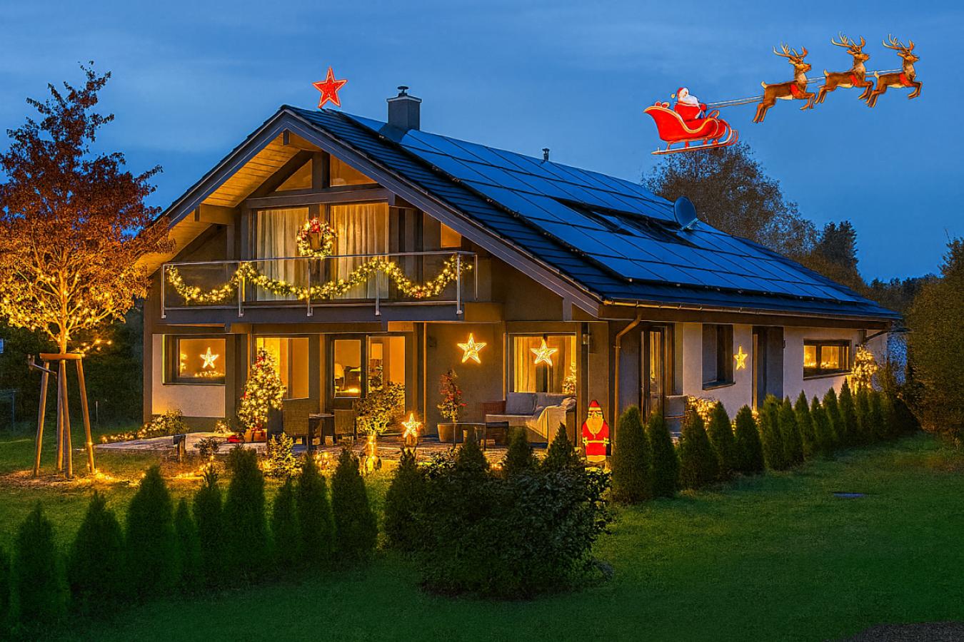 Weihnachtszauber im Vorort am Abend