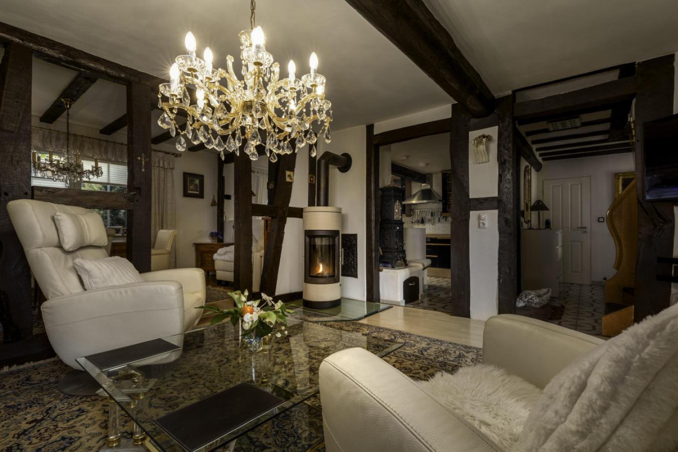 Gemütliches Wohnzimmer + Kamin