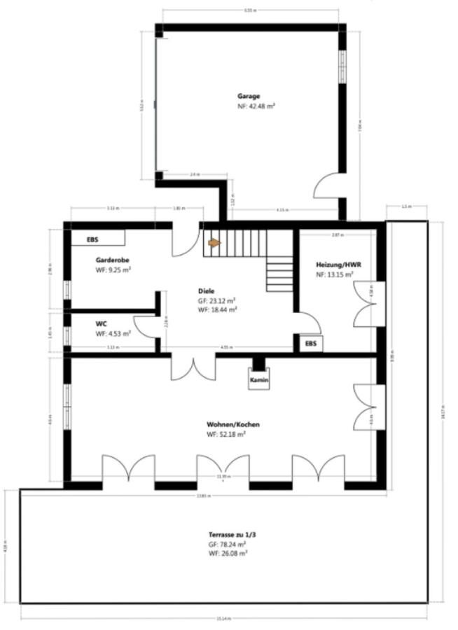Grundriss Skizze EG Haus 25