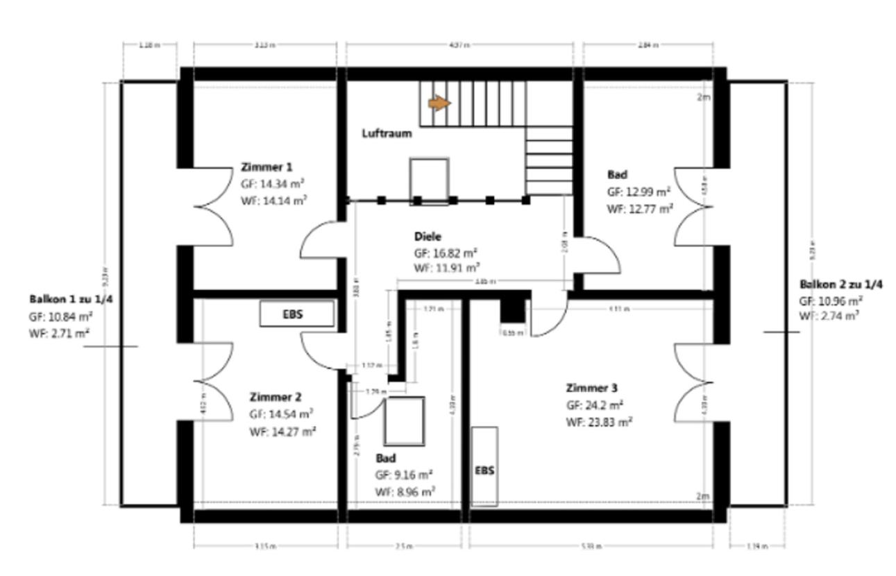 Grundriss Skizze DG Haus 25