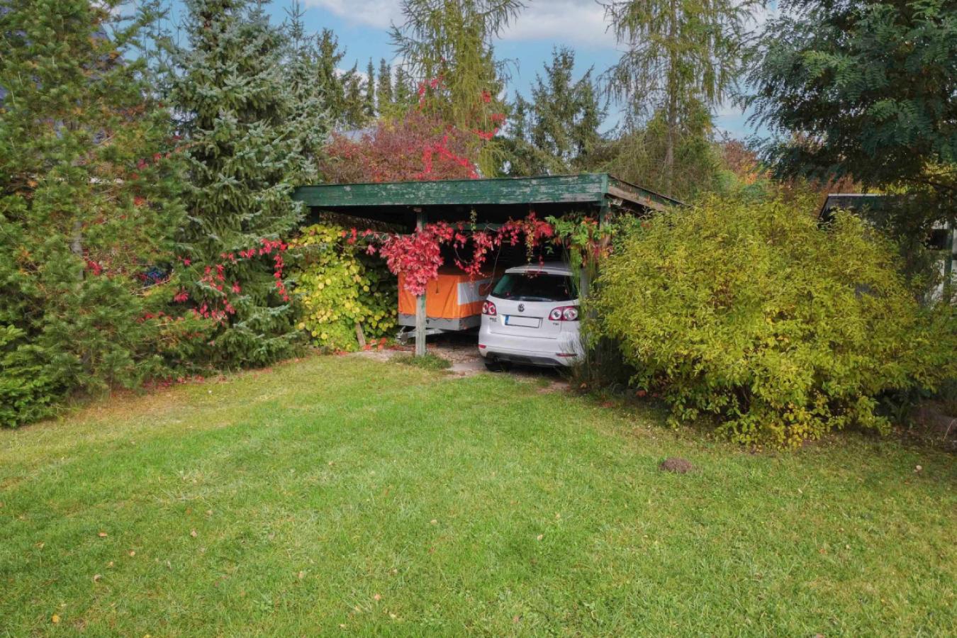 Einfahrt mit Doppelcarport