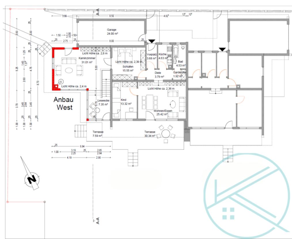 Grundriss DHH_Ist Situation mit Anbau