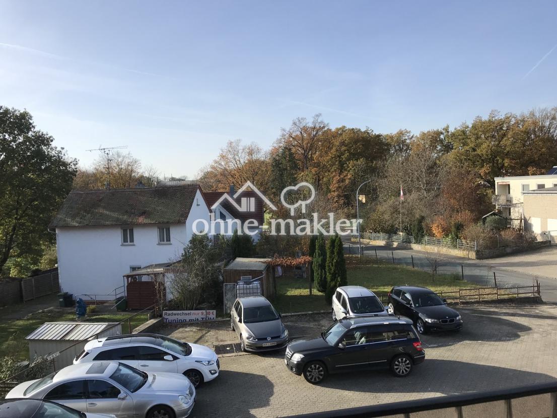 Aussicht von Balkon zum Garten