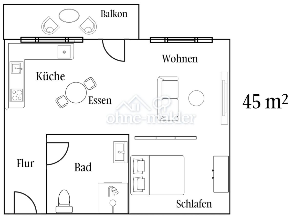 45m² Grundriss